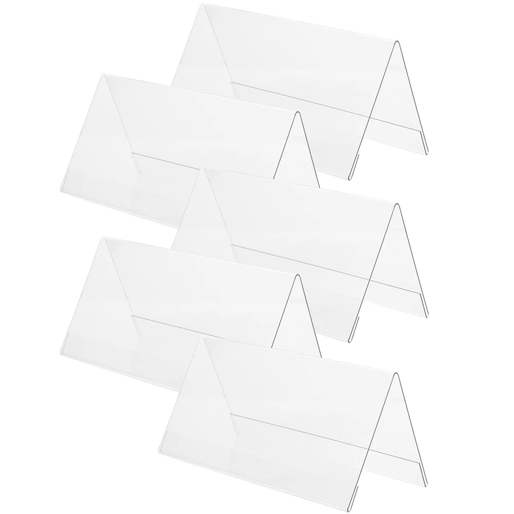 

5pcs Acrylic Desktop Sign Reusable Tabletop Name Plate Clear Office Holder Wedding Seat Display Market Price Stand