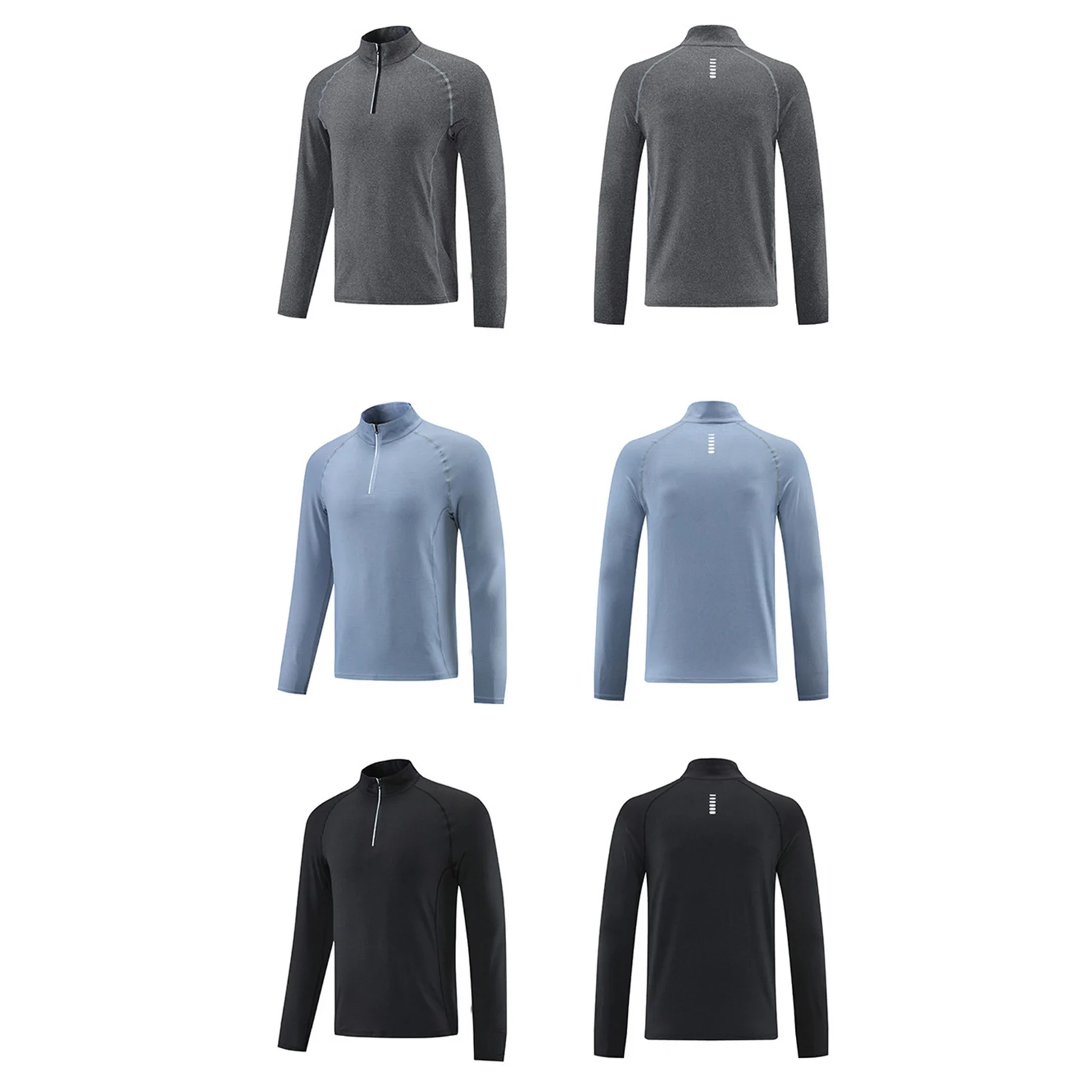 

Men's Long Sleeve Golf T-shirt Zip Up Pullover Stand Collar Moisture Wicking Sports Shirt for Basketball L-4XL