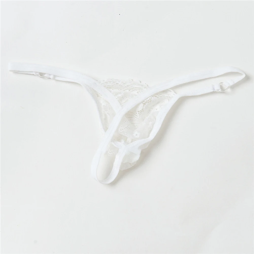 

Men Low Waist Lace Breathable Lingerie Femboy Pouch Underwear See Through Underpants Ultra-Thin Panties Erotic G-String Thong