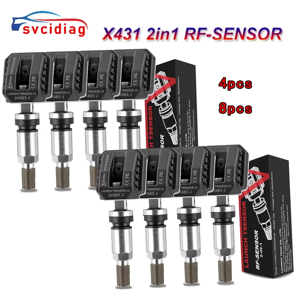 

LAUNCH X431 TSENSOR-05 Датчик TPMS 315 МГц 433 МГц Инструмент датчика TPMS Регулируемый угол Металлический клапан Инструменты для ремонта давления в шинах