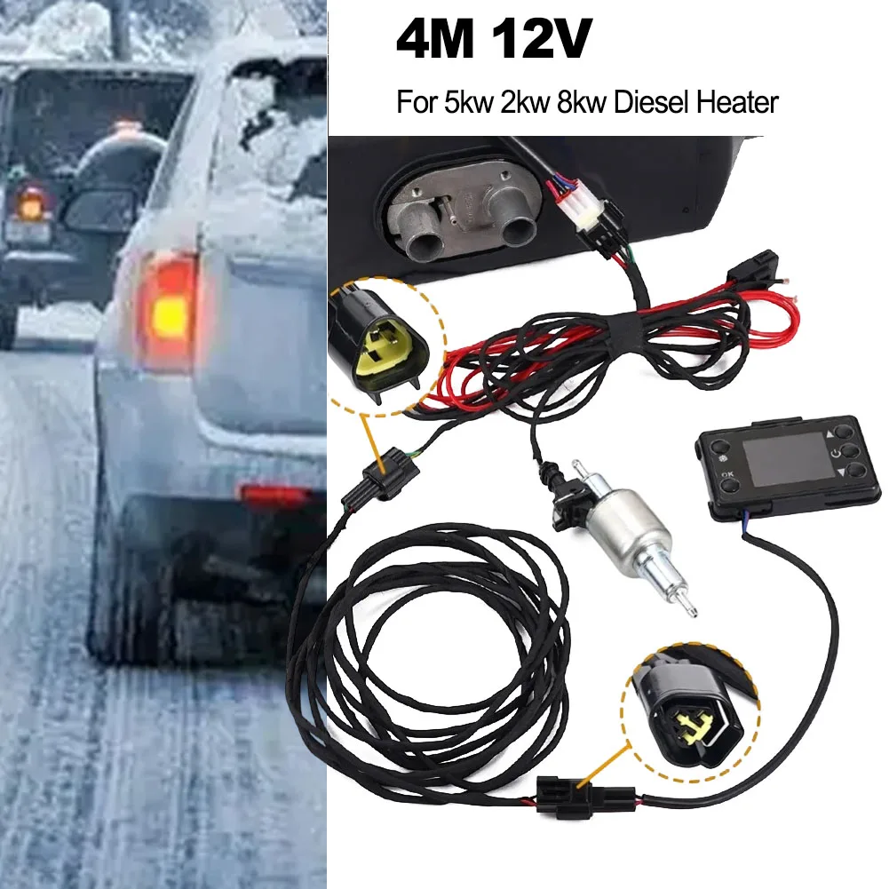 4 meter 12 V/24 V Diesel Verwarming Kabel Adapter 2kw 5kw 8kw Heater Lcd-scherm Uitbreiding Verlengkabel Auto Accessoires Zwart
