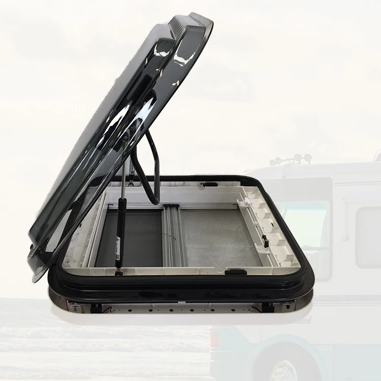 

RV Body Parts 500*500mm Roof Window Aluminum Frame Double Acrylic Glass RV Skylight