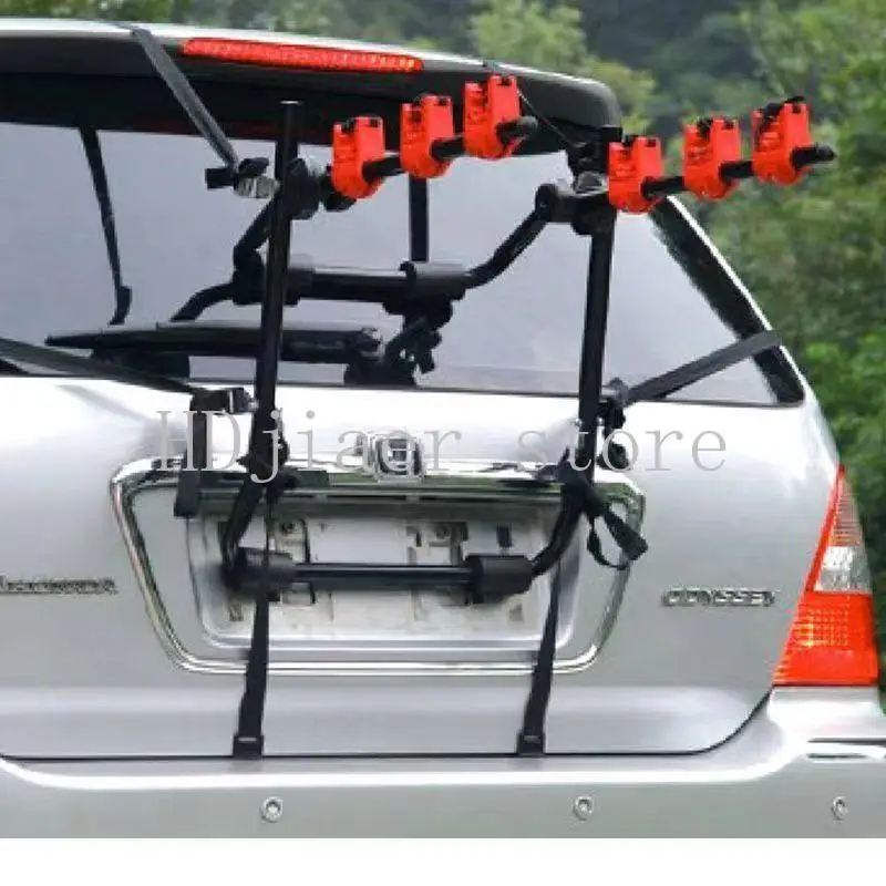 Trunk-Mounted Bike Rack for Car - Foldable Rear Bicycle Carrier with Adjustable Straps for Outdoor Sports