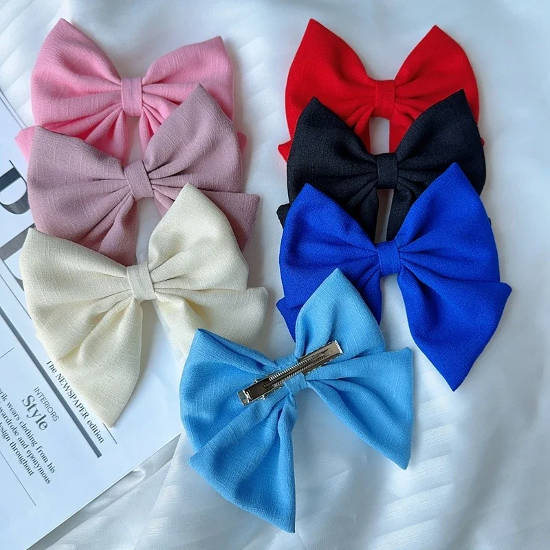 

2PCS 4.3Inch Solid Grosgrain Ribbon Hair Bows Boutique Hair Clip For Girls Hairgrips New Headwear Kids Hair Accessories Gift