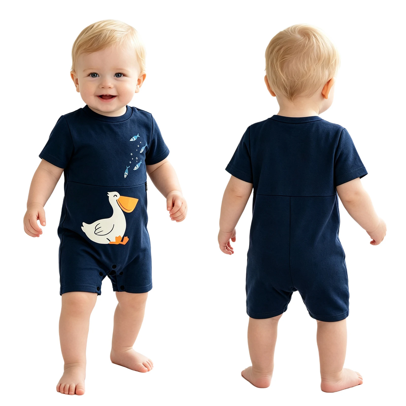 Toddler Baby Special Needs Adaptive Clothing Suitable for Gastric Tube Diaper Changing Button Crotch Romper with Feeding Access
