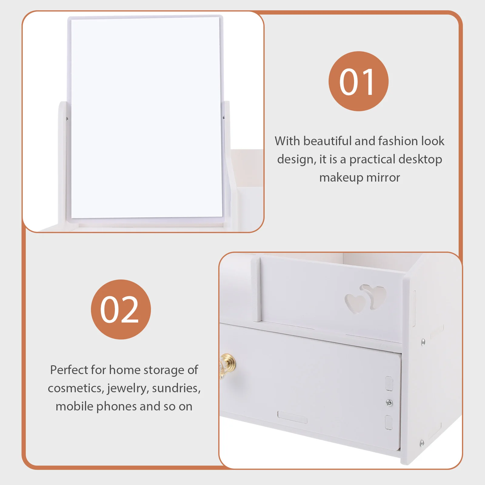 درج صندوق تخزين قسط PVC منظم مستحضرات التجميل سطح المكتب أشتات حامل مرآة مجوهرات حقيبة مستحضرات تجميل صندوق درج تخزين