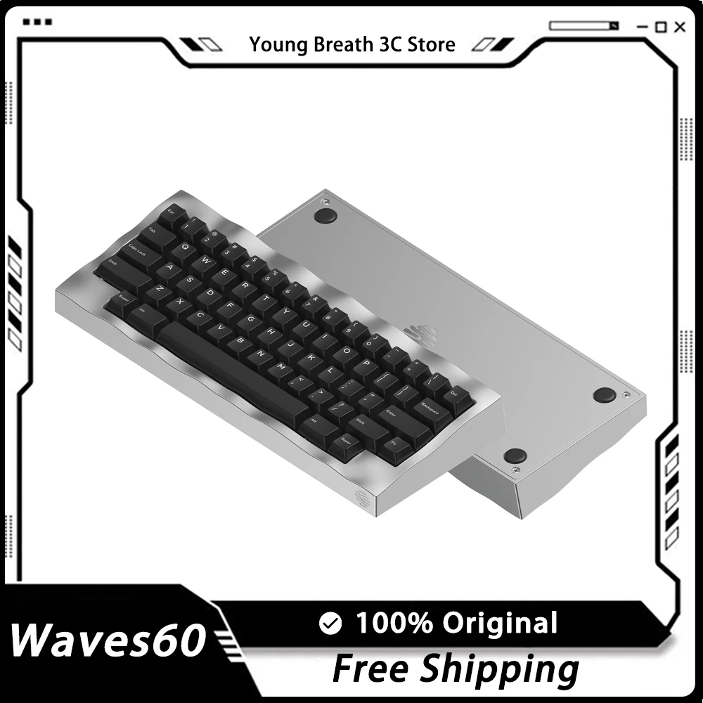 Zerstudio Waves60 Mechanical Keyboard Wired Aluminum Game Keyboard Hot Swap Rgb Gasket Qmk Via Custom Keyboards Pc Accessory