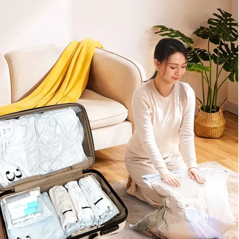 

Vacuum Compression Bag Non-Pumping Hand Roll Luggage Special Clothing Travel Storage Down Jacket Air Clothes Bag #3768