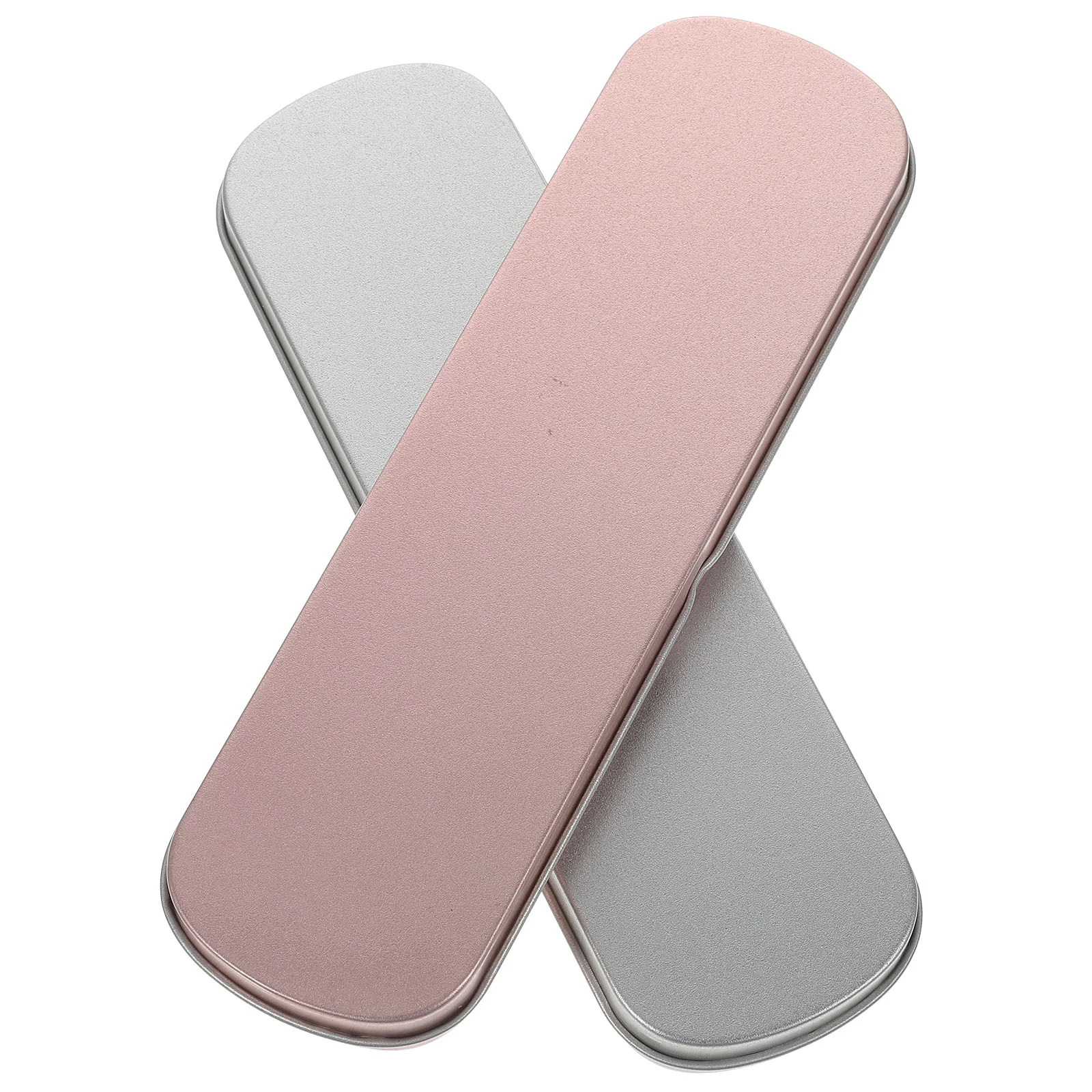 

2 Pcs Metal Pencil Case Convenient Scratch-resistant Boxes Flat Silver Holders Kids Solid