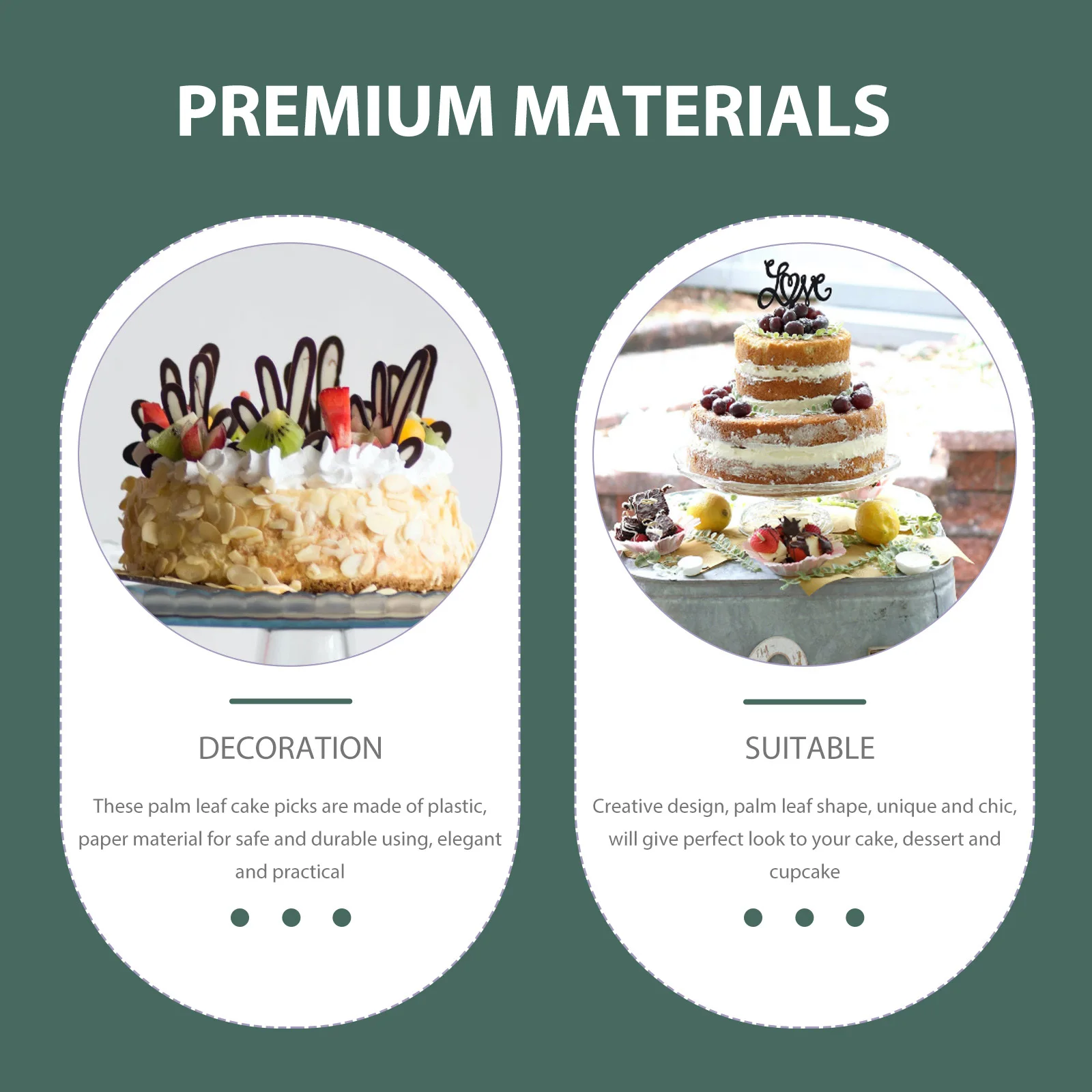 

10Pairs Birthday Cake Decoration Picks Palm Leaf Design for Cupcakes Desserts Party Wedding Tropical Theme Decorative Inserts