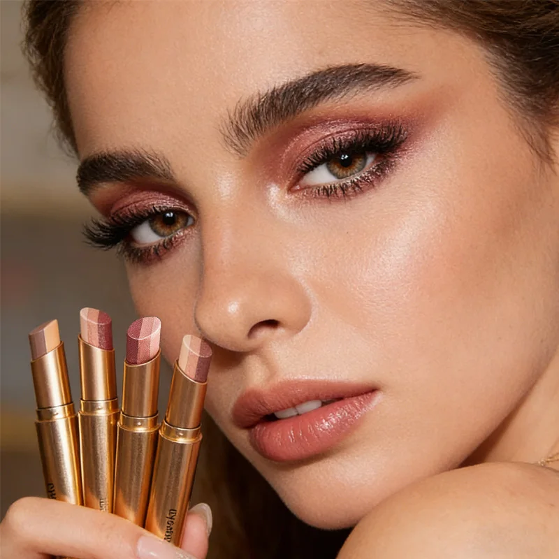 Barra de sombra de ojos de tres colores, resistente al agua y al sudor, fácil de aplicar, adecuada para principiantes para crear un maquillaje de ojos increíble.