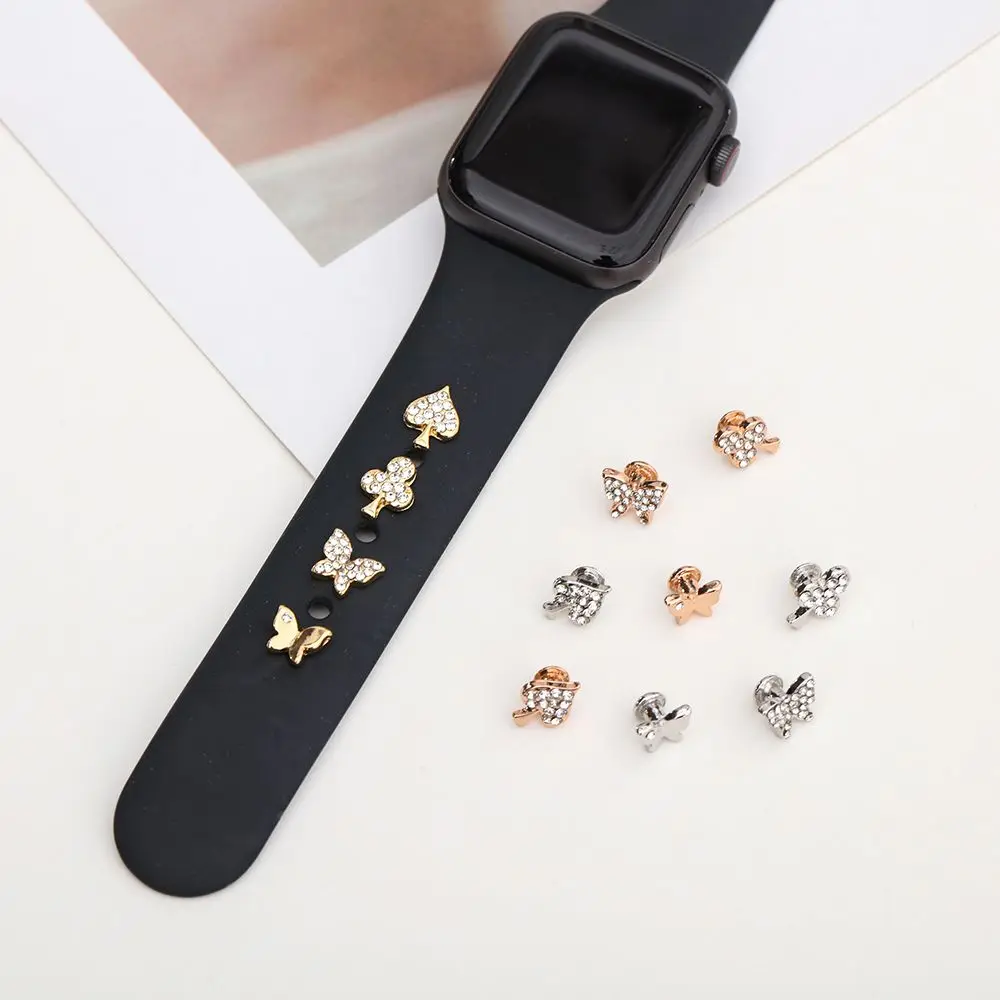 Metal Nails Diamond Bracelet Wristbelt Decorative Ring Accessories Watch Band Ornament For Apple Watch