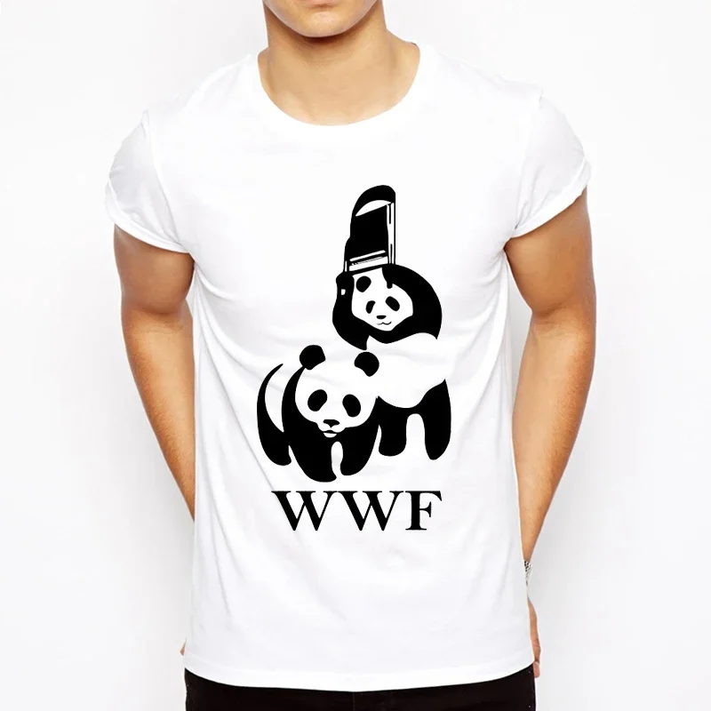 

Крутая футболка Camiseta, мужская футболка, летняя модная забавная футболка, WWF, борьба, панда, комедия, с коротким рукавом