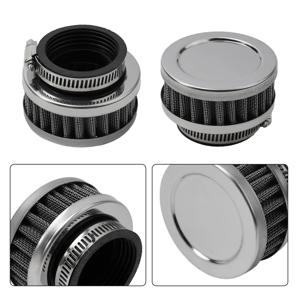 Motorcycle Air Filter 45mm Air Filter Round Chrome Top Pod Flange Mount Universal ATV Dirt Bike Sports Intake