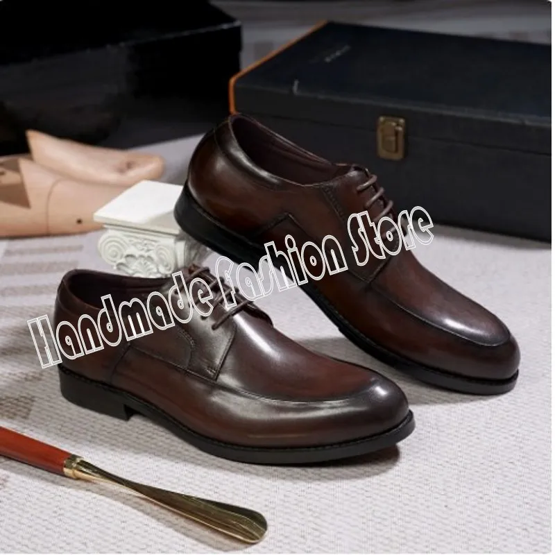 Coffee Black Formal Suit Dress Shoes for men Fashion Cow Leather Mens Derby Shoes Plus Size 38-46