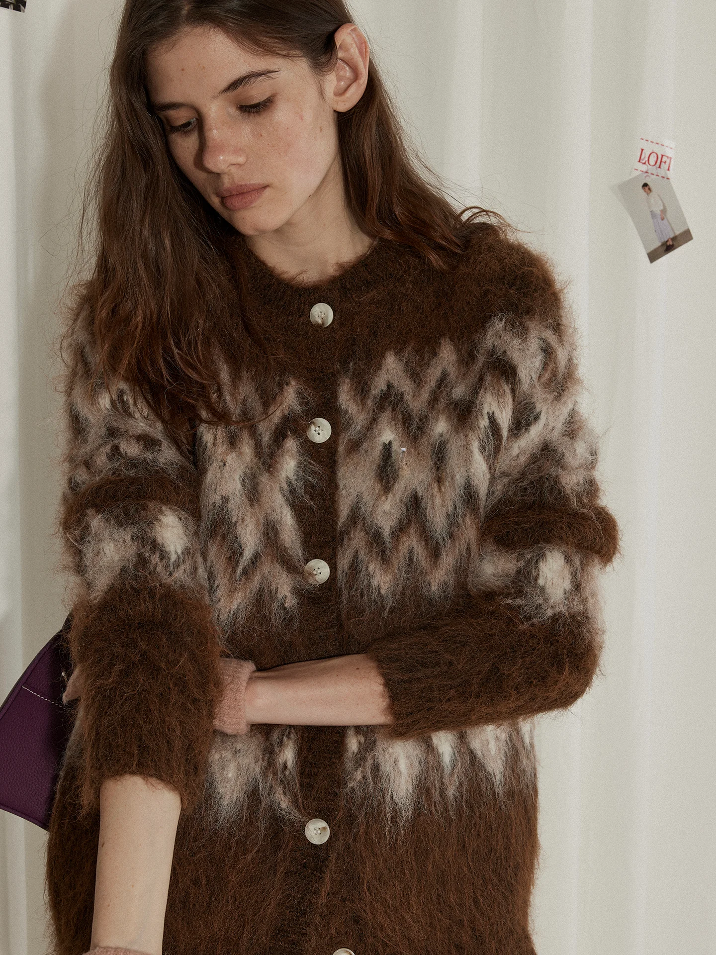

Lofi Choose Women's Loose Knitted Cardigan Fair Isle Pattern Autumn New Sle Casual Long Sve Sweater Coat American Sle