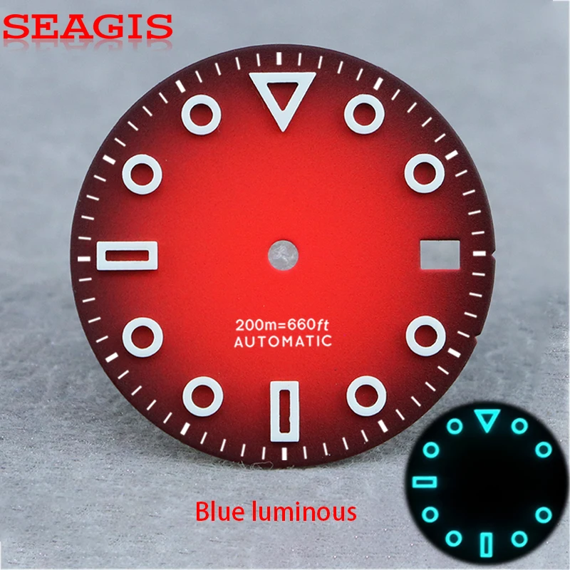 SEAGIS 28.5mm NH35 Dial 50C Luminous Hollow Index BGW9 C3 Lume For NH35/NH36 Movement Matte Watch Face Custom Logo