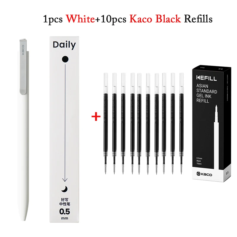 KACO Gelschreiber, Press-Signaturstift, Schreibwaren, Metall-Stiftclip, 0,5 mm, schwarze Tinte, schnell trocknend, großes Fassungsvermögen, 800 m, glattes Schreiben