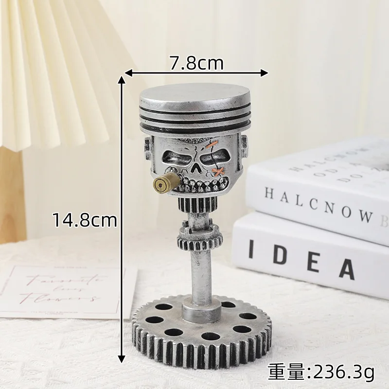 Hot Selling PistonSkullFaceSculpture Piston Skull Face Sculpture Resin Gear Ornament