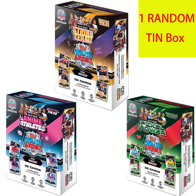 Nieuwe 2026/27 Topps Match Attax UCC Booster Tin Bundel 1 WILLEKEURIGE TIN Box Collectiekaarten op voorraad