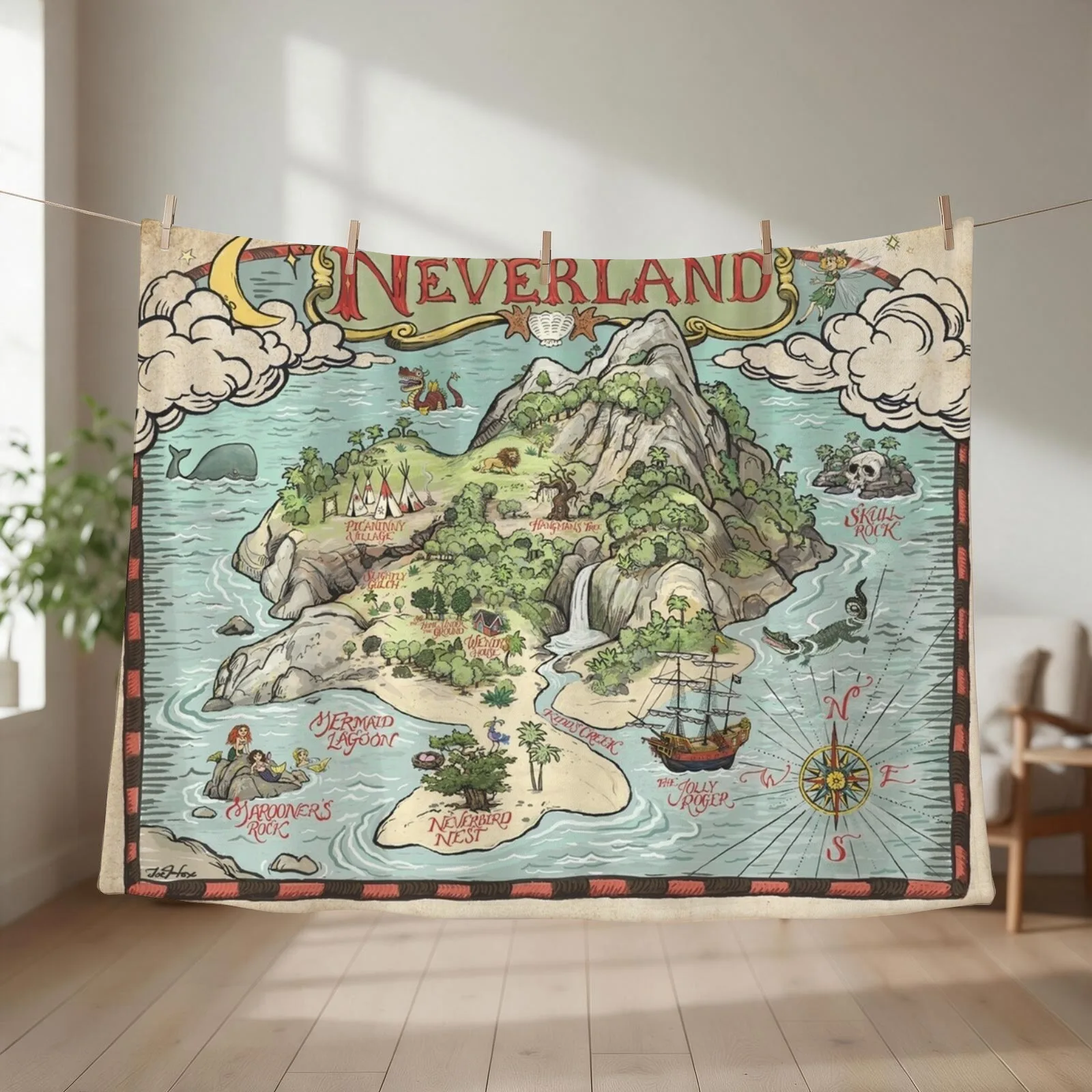 Neverland Map Throw Blanket couch cozy soft plush fuzzy picnic outdoor blanket