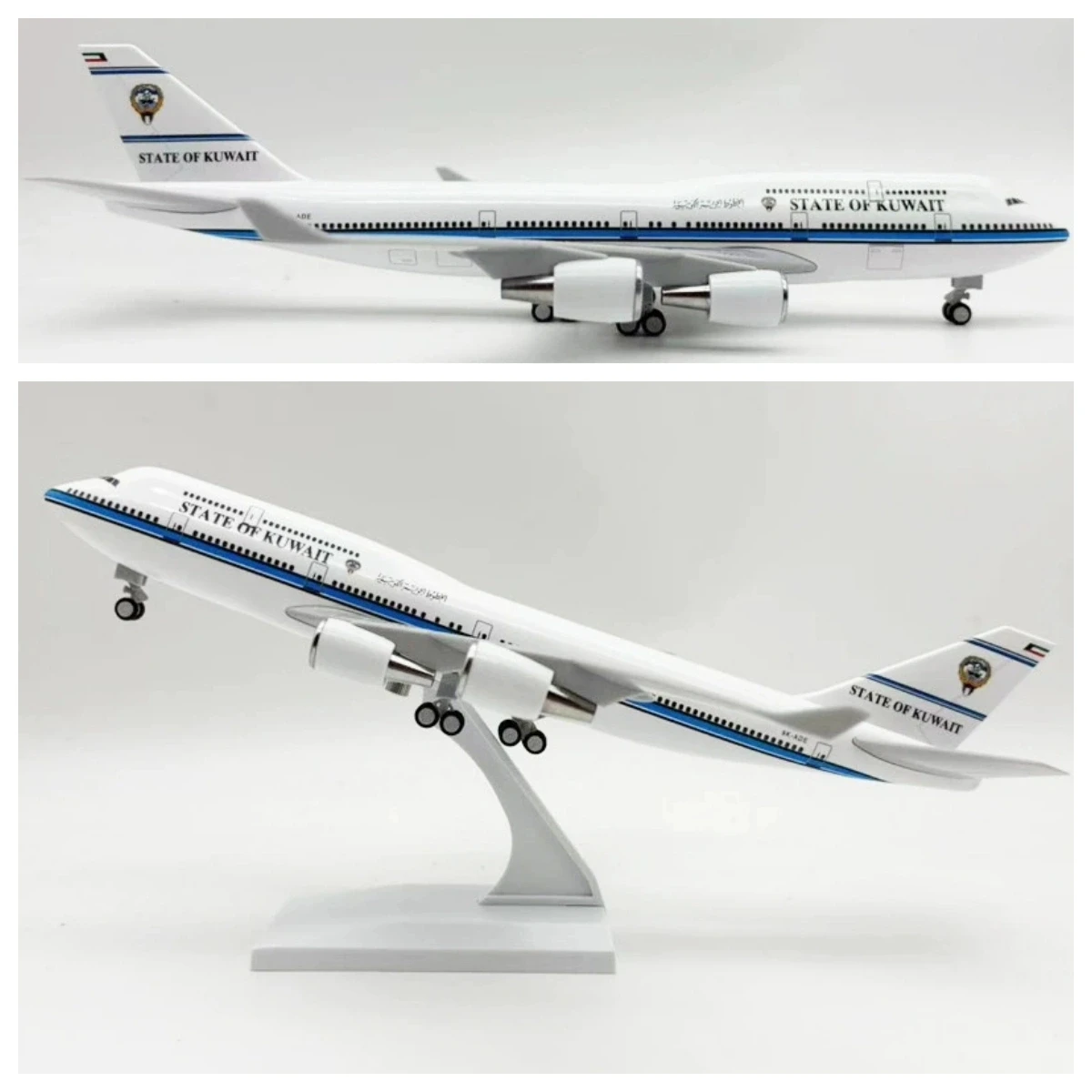 

30cm Plane Model Toy B747 Kuwait Resin Diecast Airplanes Building Kit (With Stand) Aviation Toys For Boys 1/250 Scale Aircraft