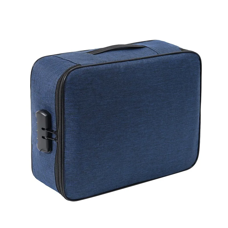 2 Layers Document Storage Bag Multifunctional Waterproof File Organizer Large Capacity Storage Bag With Password Lock
