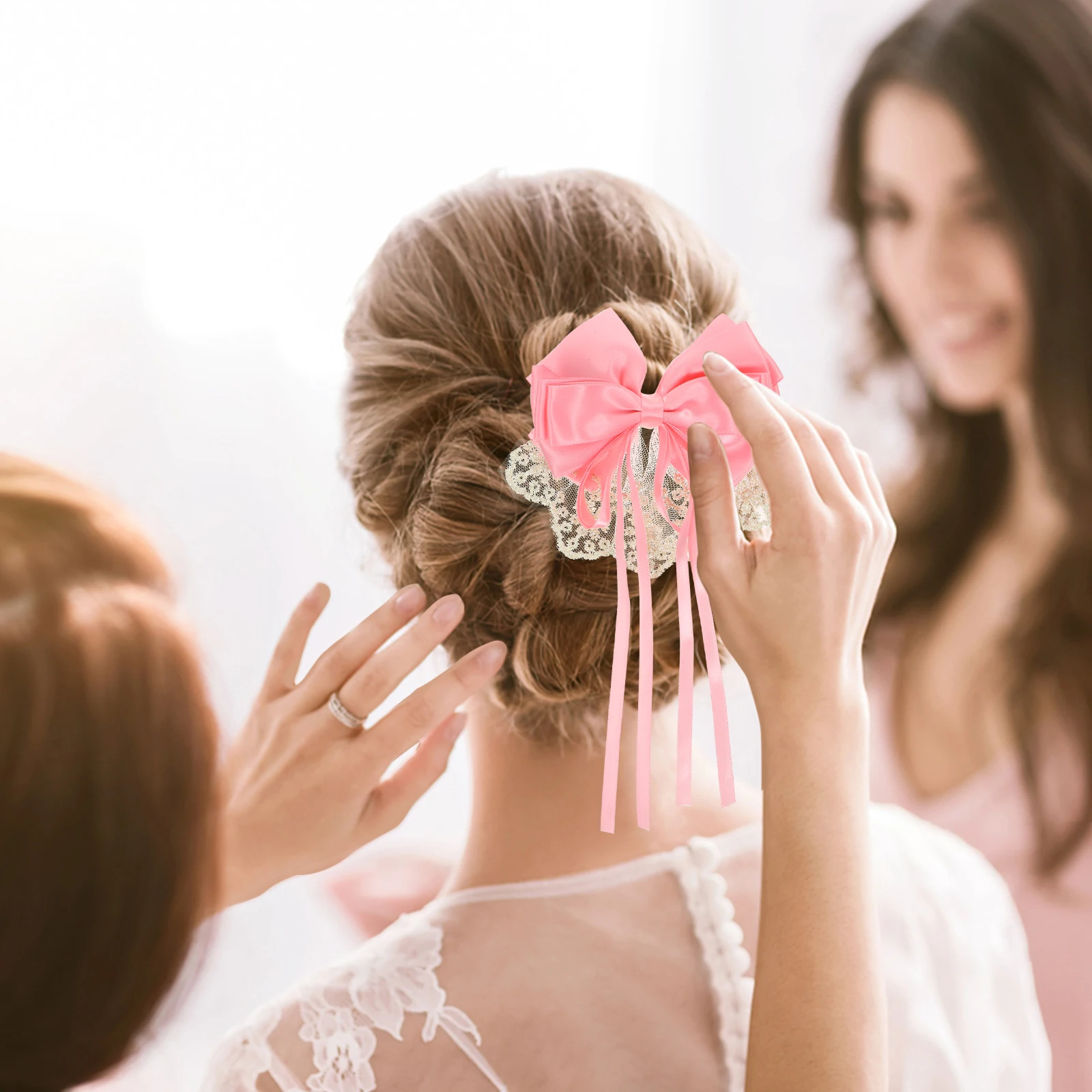 

Lace Hairpin Sweet Bow Headdress Red Duckbill Clip Bows Clips Women Headgear Girl Hair Bow Decorative Hair Clips