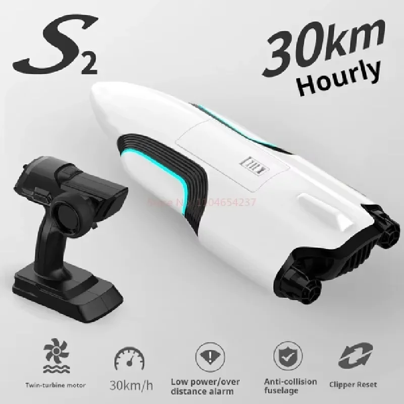 

New S2 Remote Control Rc Ship Double Vortex Spray High Speed Clipper Fast Boat Overturning Reset Water Toy Competitive Boat