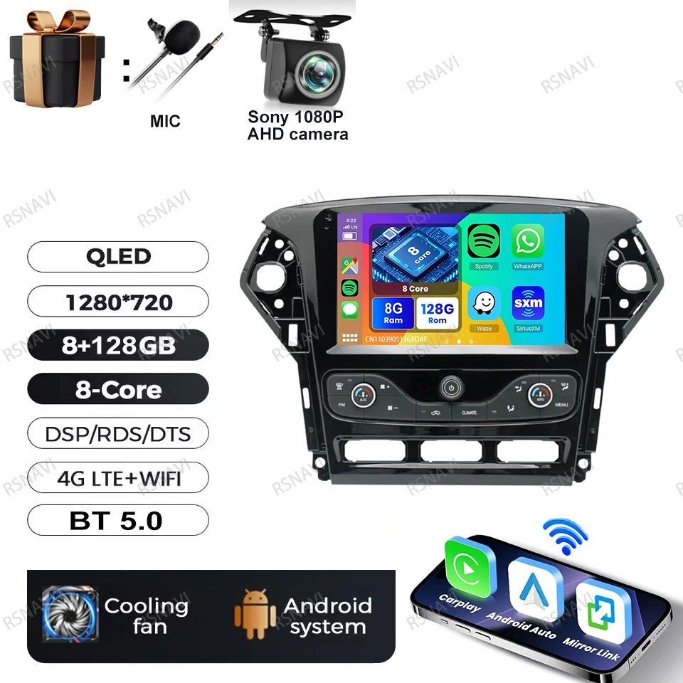 Autoradio Android 15 Voor Ford Mondeo MK4 2007-2014 DVD Viedo Speler BT 4G LTE GPS DSP Head Unit multimedia Stereo Navigatie
