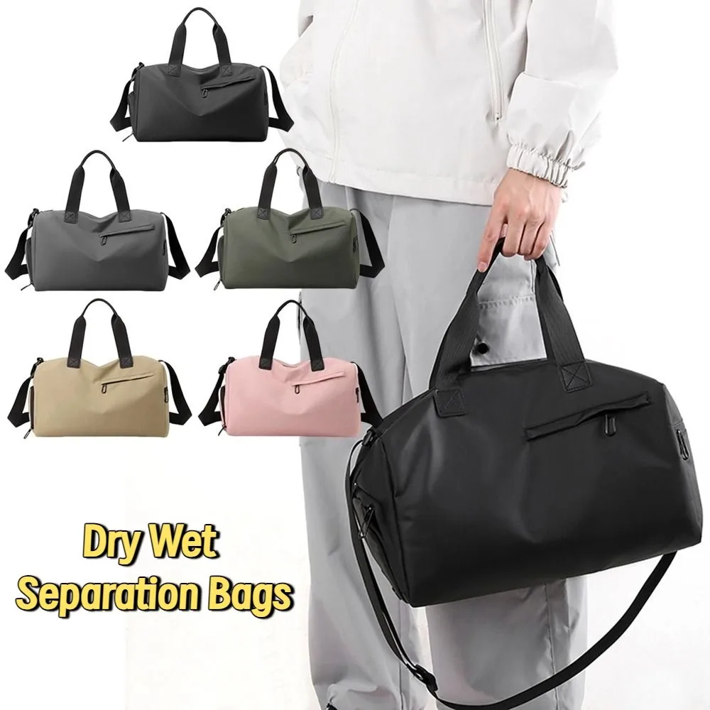 

Large Capacity Travel Duffel Bag Waterproof Dustproof Gym Luggage Shoulder Bag with Shoe Compartment Solid Color