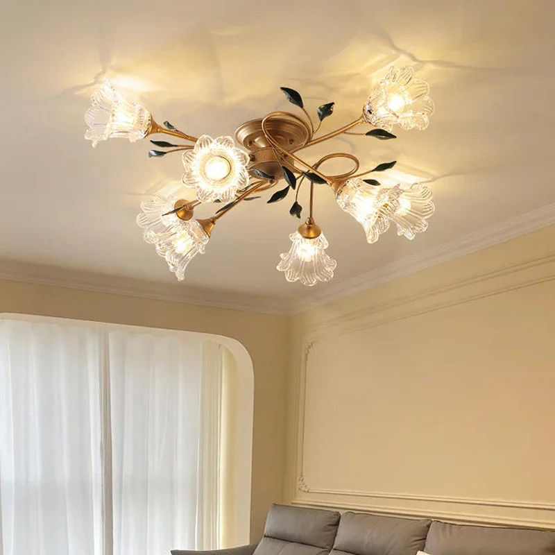 SOFITY  American Pastoral Ceiling Light LED Creativity Flower Living Room Dining Room, Bedroom Home Decoration Lights image 2