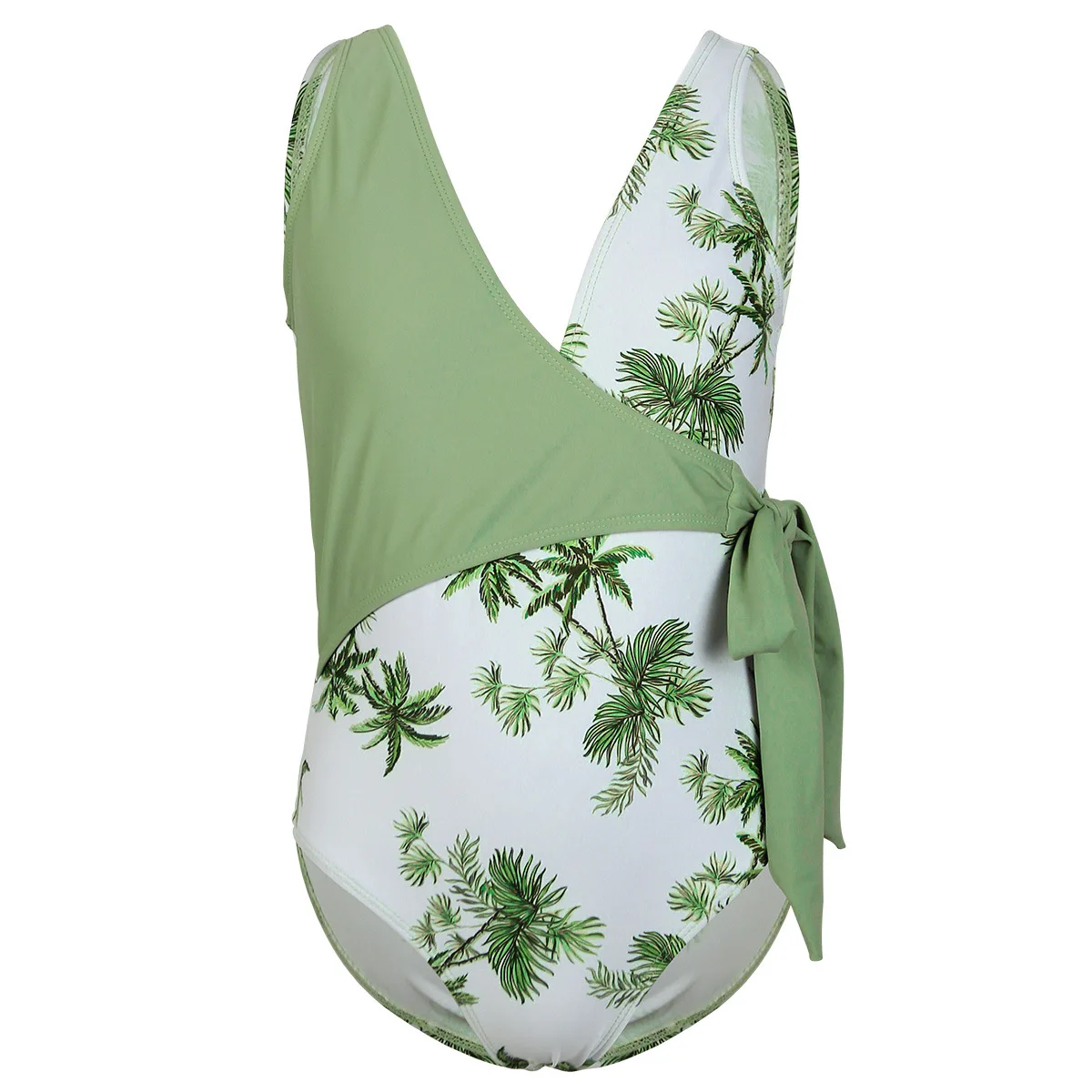 Palm Tree Print Girls Teens One Piece Swimsuit 7-12 Years Summer Kids Swimwear Children Beachwear Tie Swimming Suit Monokini