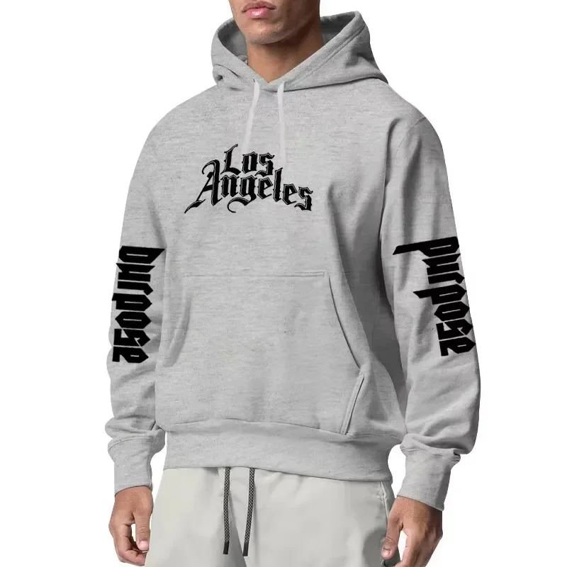 Los Angeles Print Hoodie For Men Casual Street Hip Hop Sweatshirt Spring Autumn Oversized Long Sleeve Streetwear