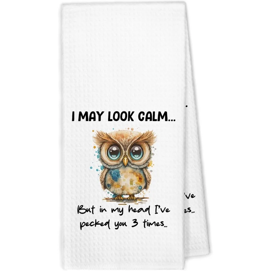 

Fy Owl Kitchen Towels Owl Decor Dish Hand Tea Towels Owls Gts for Women Decorative Towel for Bathroom Kitchen I May Look Calm H