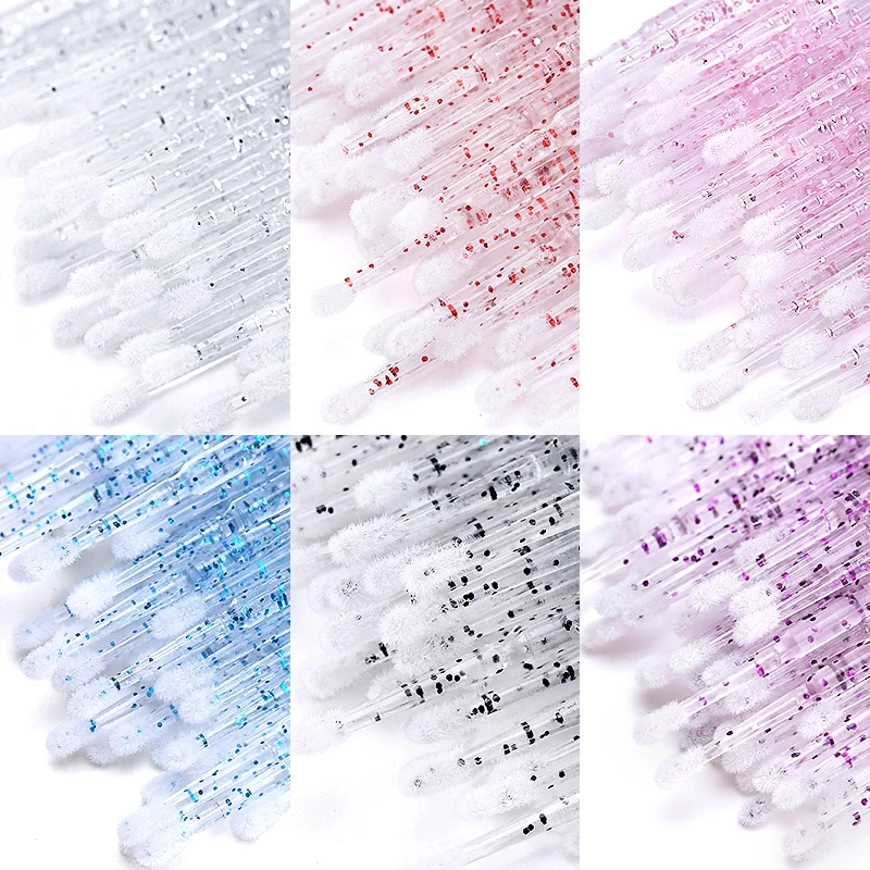 50/100 szt. Jednorazowe pędzelki do makijażu, aplikatory do szminek, szczoteczki do przedłużania rzęs, narzędzia do makijażu, szczoteczki do rzęs, szczoteczka do ust, kryształowe