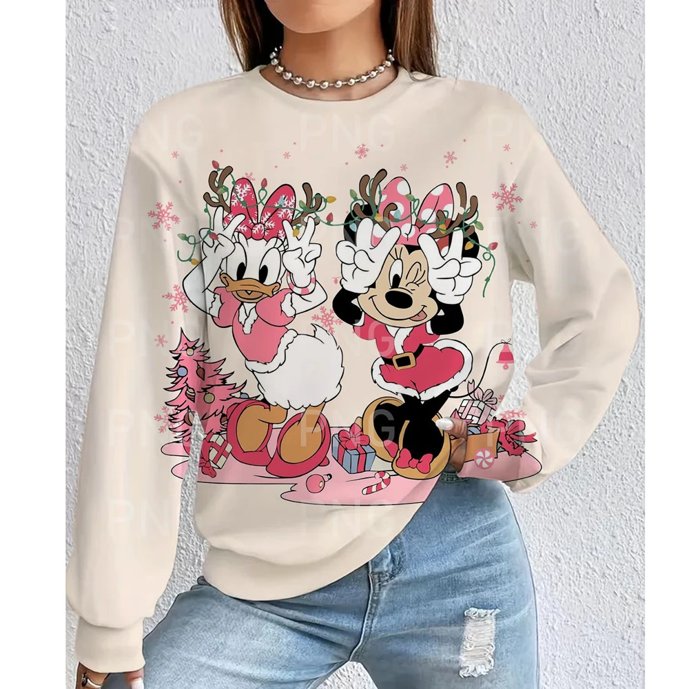 Felpa con cappuccio da donna di Natale Disney Topolino Felpa con cappuccio casual americana Felpa con cappuccio da donna autunno Hip Hop Abbigliamento casual