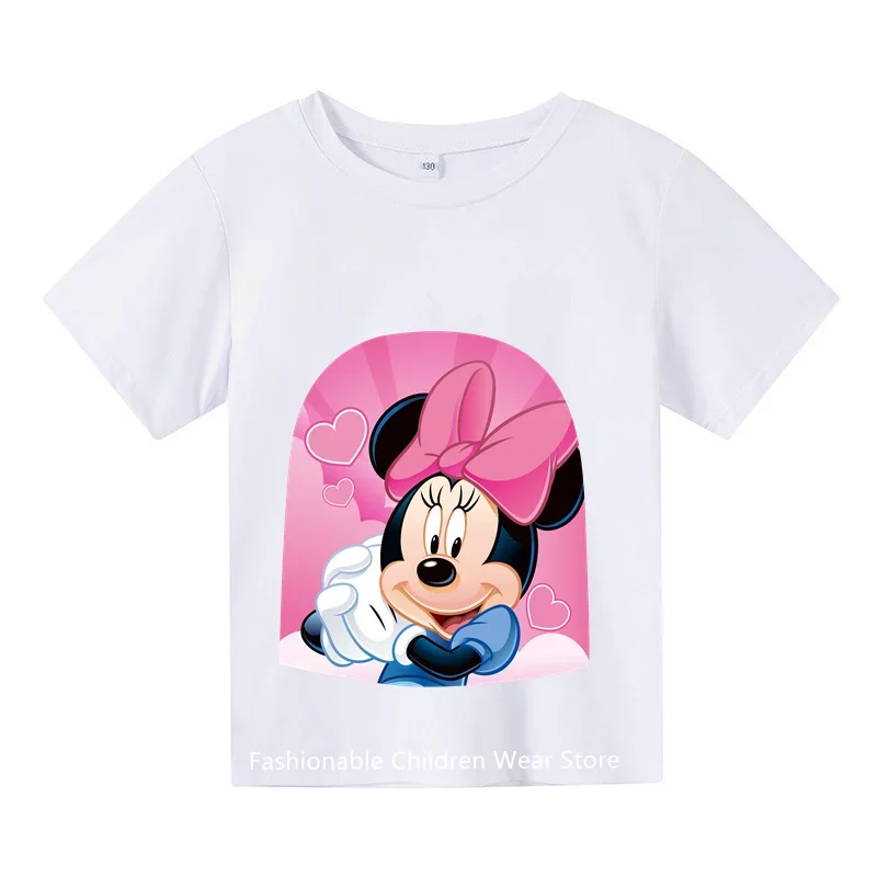 Camiseta de manga corta de algodón para niños, top informal a la moda con estampado de dibujos animados de Mickey Mouse, novedad de 2024