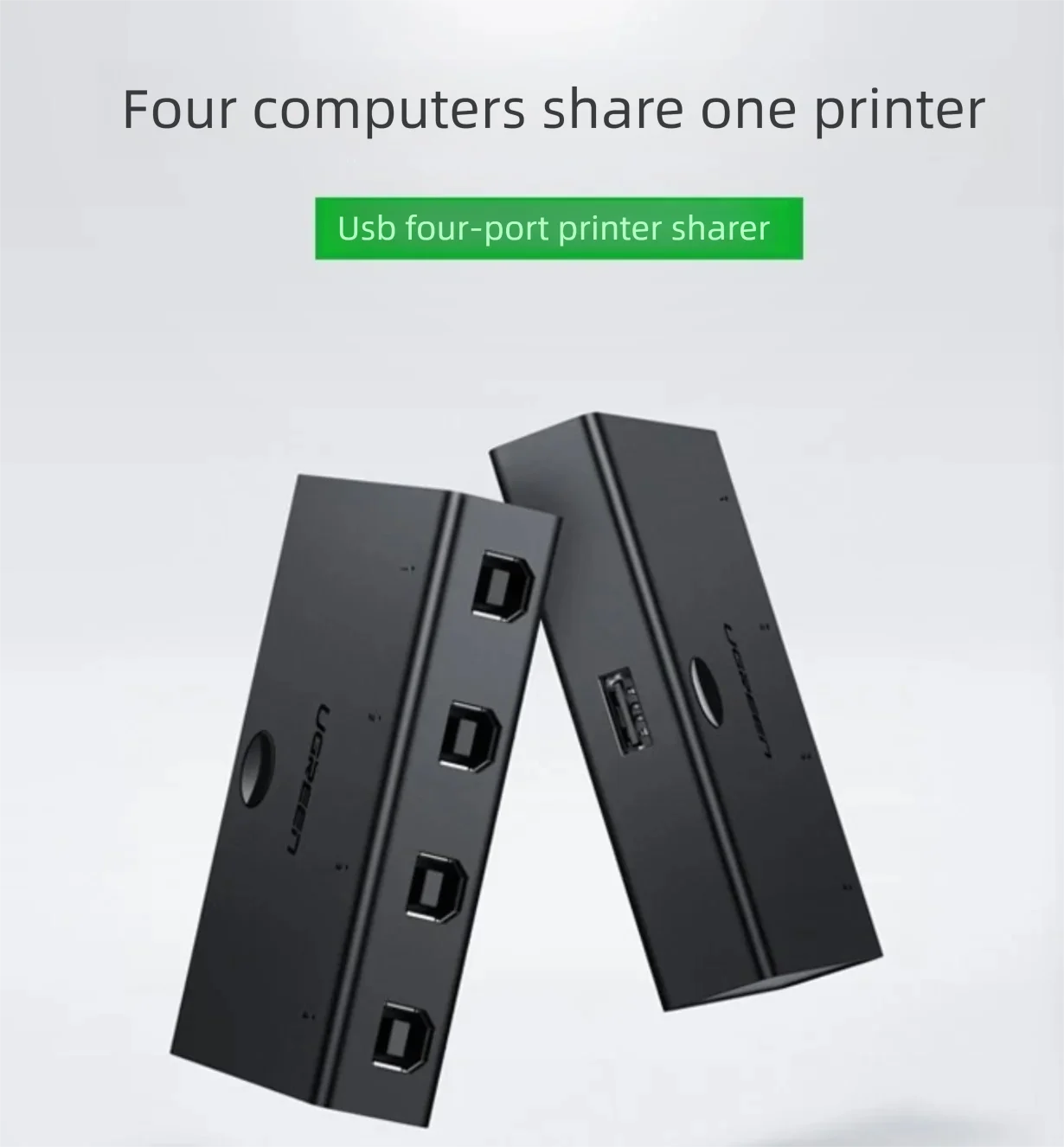 UGREEN 4-Port USB Printer Sharing Switch 4-in-1-out USB Switcher Sharing Converter for Multiple Computers USB Drives And Mice