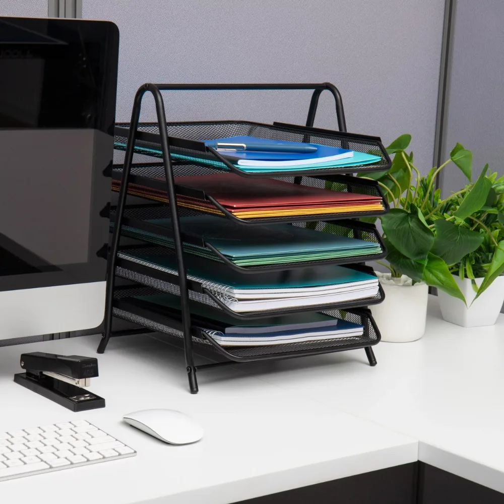 5-tier-paper-tray-desktop-organizer-file-storage-office-metal-mesh-set-of-2-black