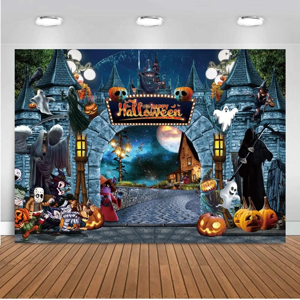 

Halloween Backdrops Terror Magic Castle Backdrop Photography Night Death Devil Fabric Backdrop Halloween Happy Party Banner