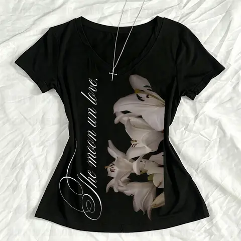 Star Girl Y2k Kitty Woman T-shirts Harajuku 2000s Clothes Y2k Tops T Shirt for Women Aesthetic Clothing Goth Crop Top Women Kpop