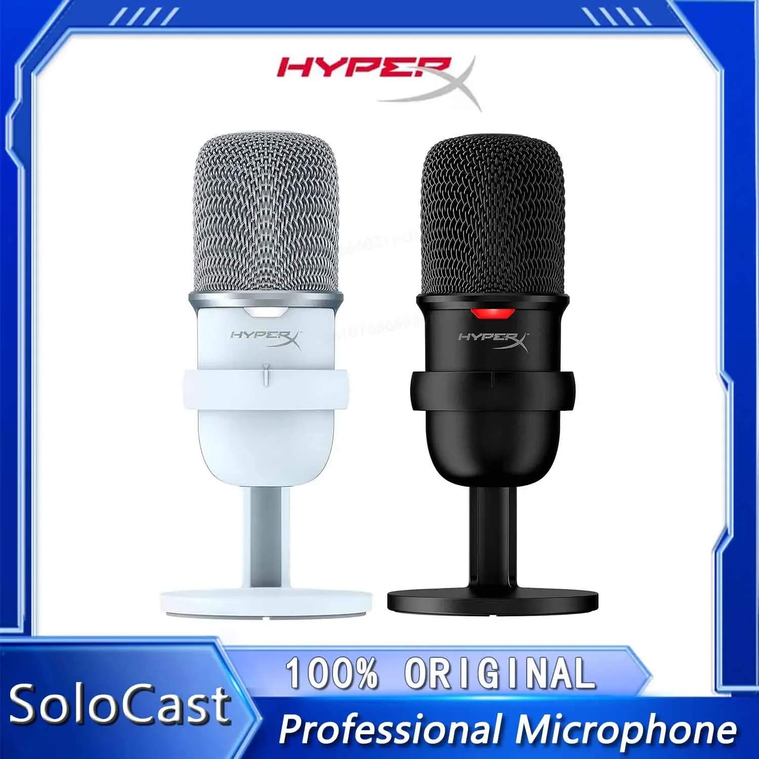 HyperX SoloCast USB Condenser Gaming Microphone for PC PS4 PS5 and Mac Tap-to-Mute Sensor Cardioid Polar Pattern Twitch YouTube