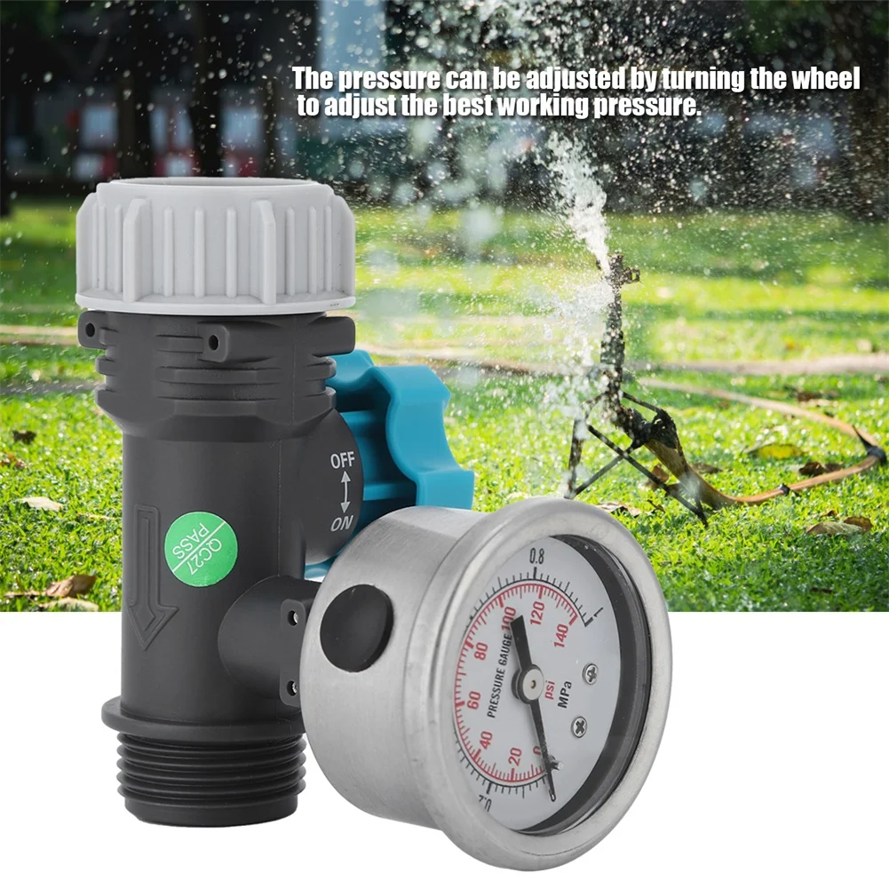 1pc Adjustable Water Pressure Regulator Valve G3/4in With Gauge For Garden Greenhouse Irrigation System Stainless Steel