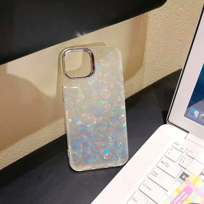 Dream shell pattern for iPhone16 Phone case iPhone15Pro max electroplated button 13/14 protective cover