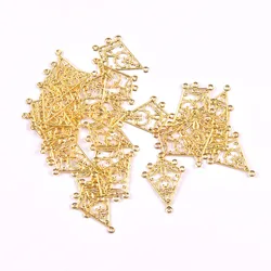 20pcs Gold and silver Filigree Wraps rhombus Pendant Metal Crafts for Headwear and jewelry accessories 27x38mm YKL0914