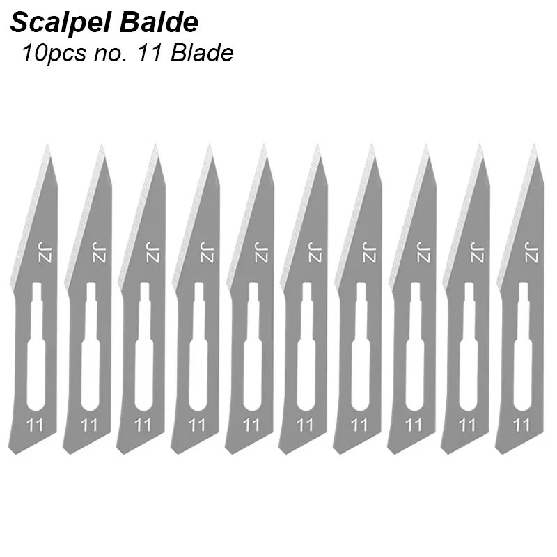 11-teiliges Skalpellklingen-Set mit Metallgriff, Präzisions-Büromesser aus Stahl, Holzschnitzmesser, Schablonenmesser, DIY-Chirurgie-Werkzeug