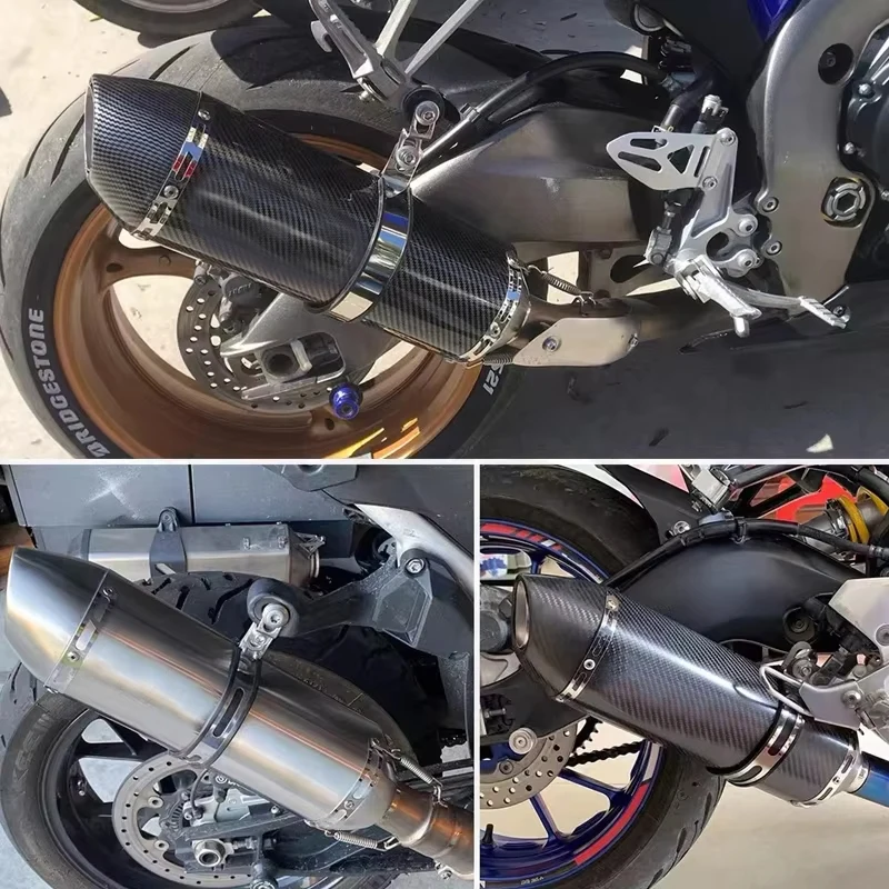 51mm universal motorcycle r77 exhaust pipe muffler with db killer for honda pcx 125 150 c650gt tmx530 cb500