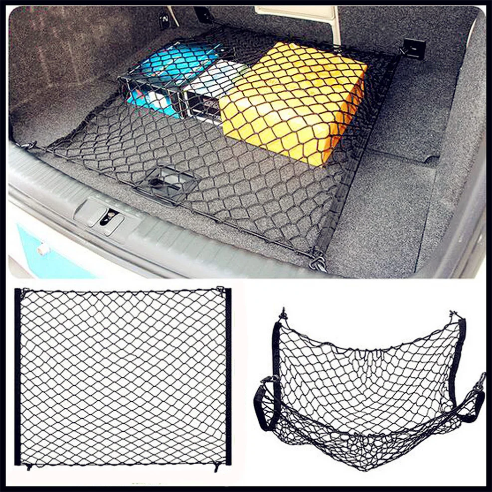 Filet de chargement en nylon élastique pour coffre arrière SUV Van, noir, filet de rangement pour bagages de bus, accessoires de voiture, 100x100cm