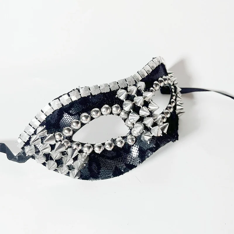 Masquerade Mask for Men Venetian Half Face Mask with Rivets for Mascarade Ball Mardi Gras Halloween Party Carnaval Mask